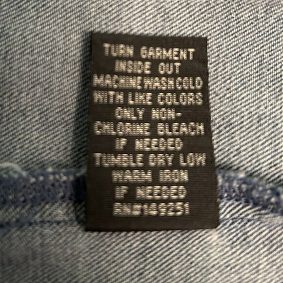 Baccini Vintage Classic Faded Denim Jean Jacket Fray Hem Uneven Cut Lt Wash Med - Picture 5 of 10